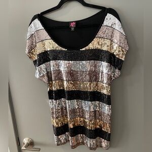 EUC 2B Bebe Sequin Blouse